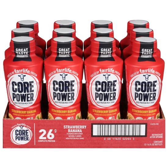 Core Power High Protein Milk Shake (12 pack, 14 fl oz) (strawberry-banana)