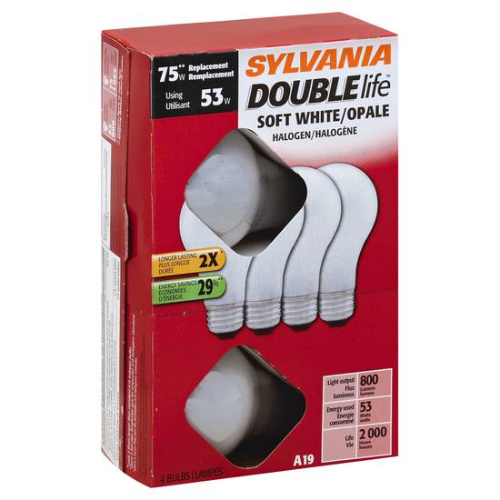 Sylvania Soft White Halogen 53 Watts Light Bulbs (4 ct)