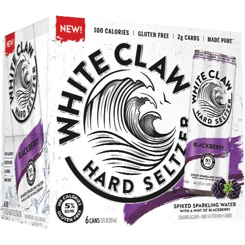 White Claw Blackberry Hard Seltzer 6 Pack Cans