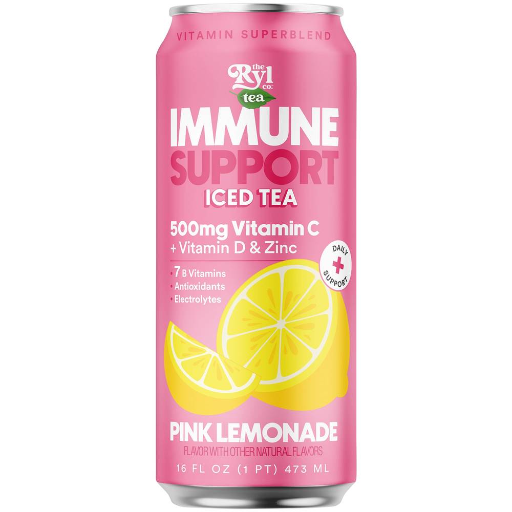 Immune Support Iced Tea With 500 Mg. Vitamin C + Vitamin D & Zinc - Pink Lemonade (12 Drinks, 16 Fl Oz. Each)
