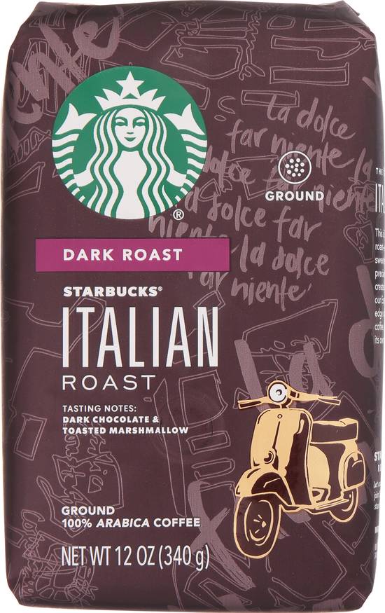 Starbucks Italian Dark Roast Ground 100% Arabica Coffee (12 oz)
