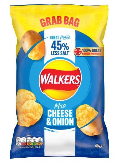 Walkers Less Salt Mild Cheese & Onion Crisps (45g)