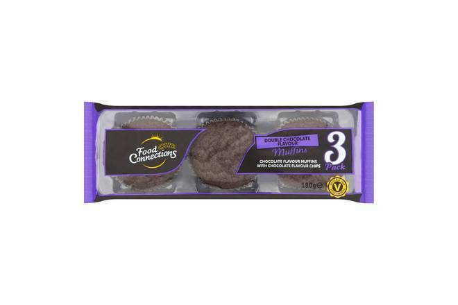 Food Connections Double Chocolate Flavour Muffins 180g 3pk