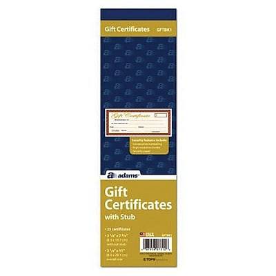 Adams 1-part Gift Certificates (25 ct)