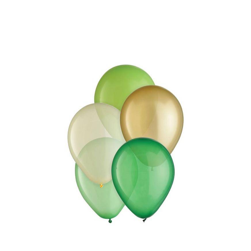 Uninflated 25ct, 5in, Natural 5-Color Mix Mini Latex Balloons - Greens, Gold White