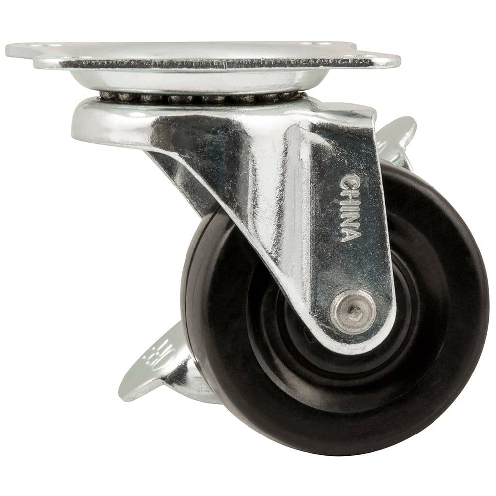 Shepherd Hardware Rubber Swivel Caster 2-in Single Wheel - Safe on Multiple Surfaces - Pedal Brake - Ideal for Office or Garage Use | 4326199LN