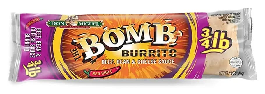 Don Miguel Bomb Beef Bean Red Chili Cheese Burrito