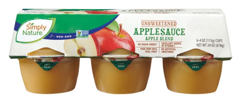 Simply Nature Unsweetened Applesauce Cups, 6 count