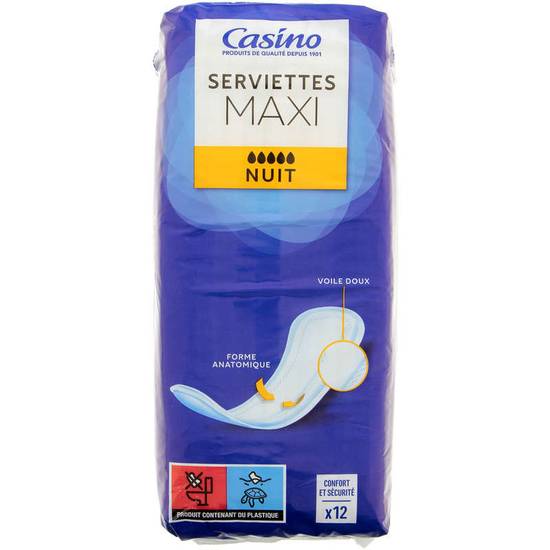 Casino serviettes hygiéniques maxi nuit x12