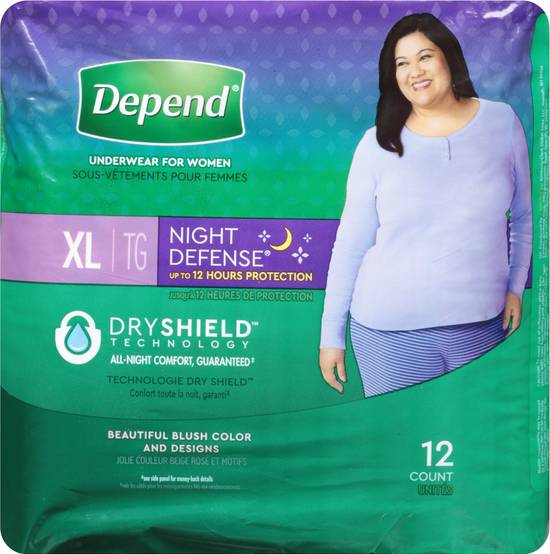 Depend Night Defense Xl Women Underwear