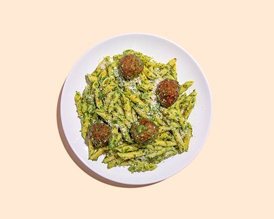 Penne Pesto with Meatballs