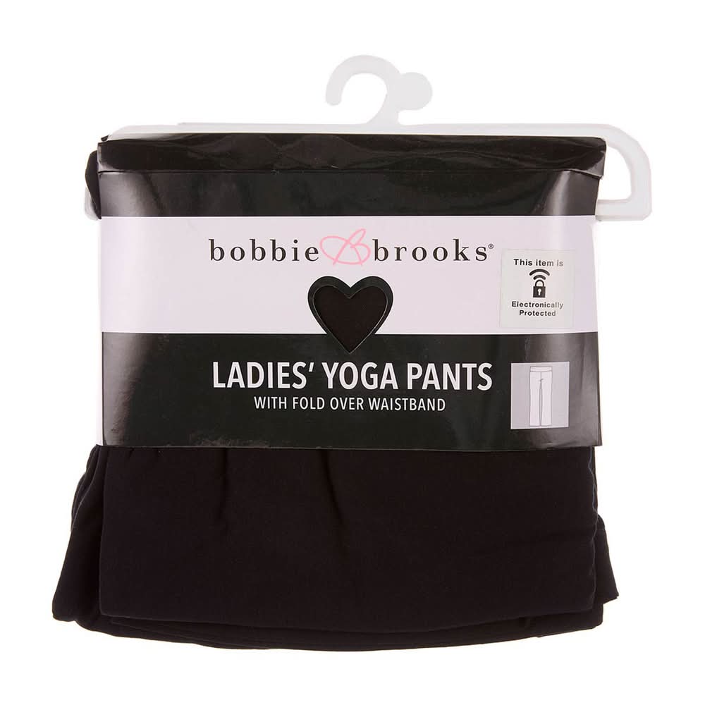 Bobbie Brooks Ladies' Yoga Pants With Fold Over Waistband Black Large