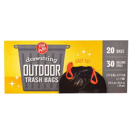 Big Win Drawstring Outdoor Trash Bags 30 Gallon (20 ct)