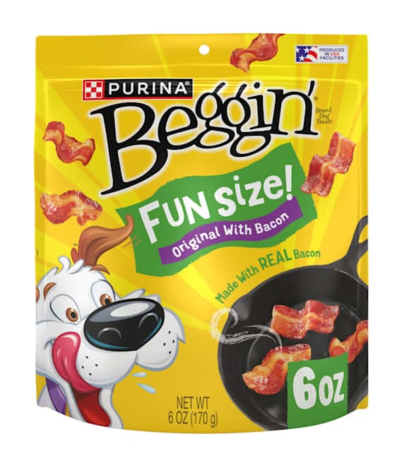 Purina Beggin' Fun Size Original with Bacon Flavor Real Meat Dog Treats, 6 oz.