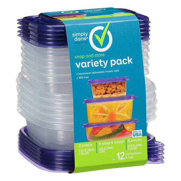 Simply Done Snap and Store Containers & Lids Variety pack (12 ct)