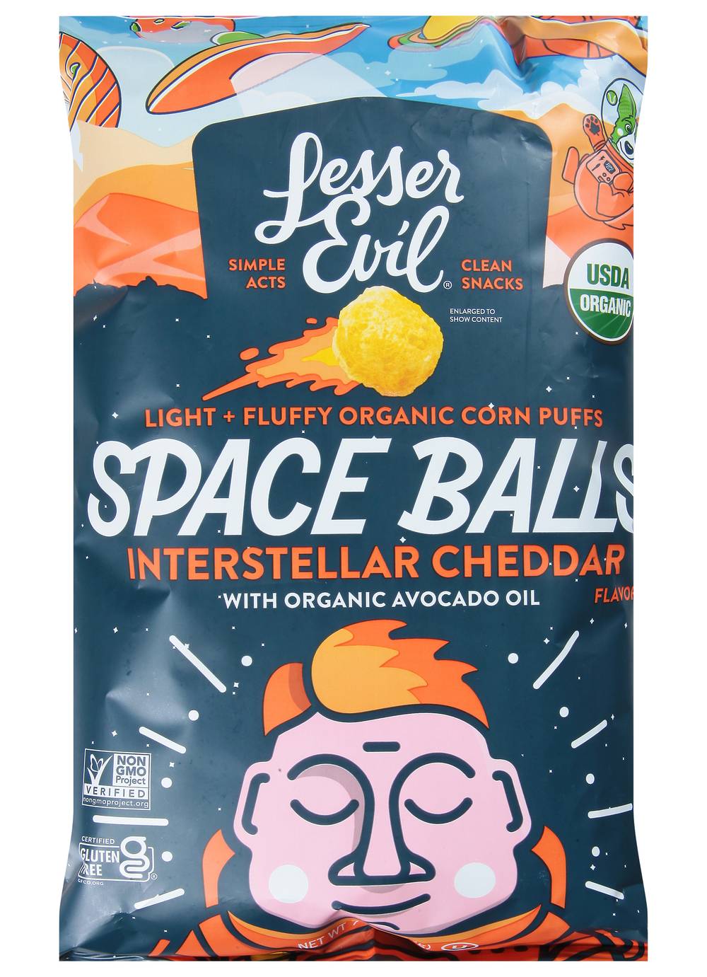 LesserEvil Organic Light + Fluffy Space Balls, Interstellar Cheddar (7 oz)