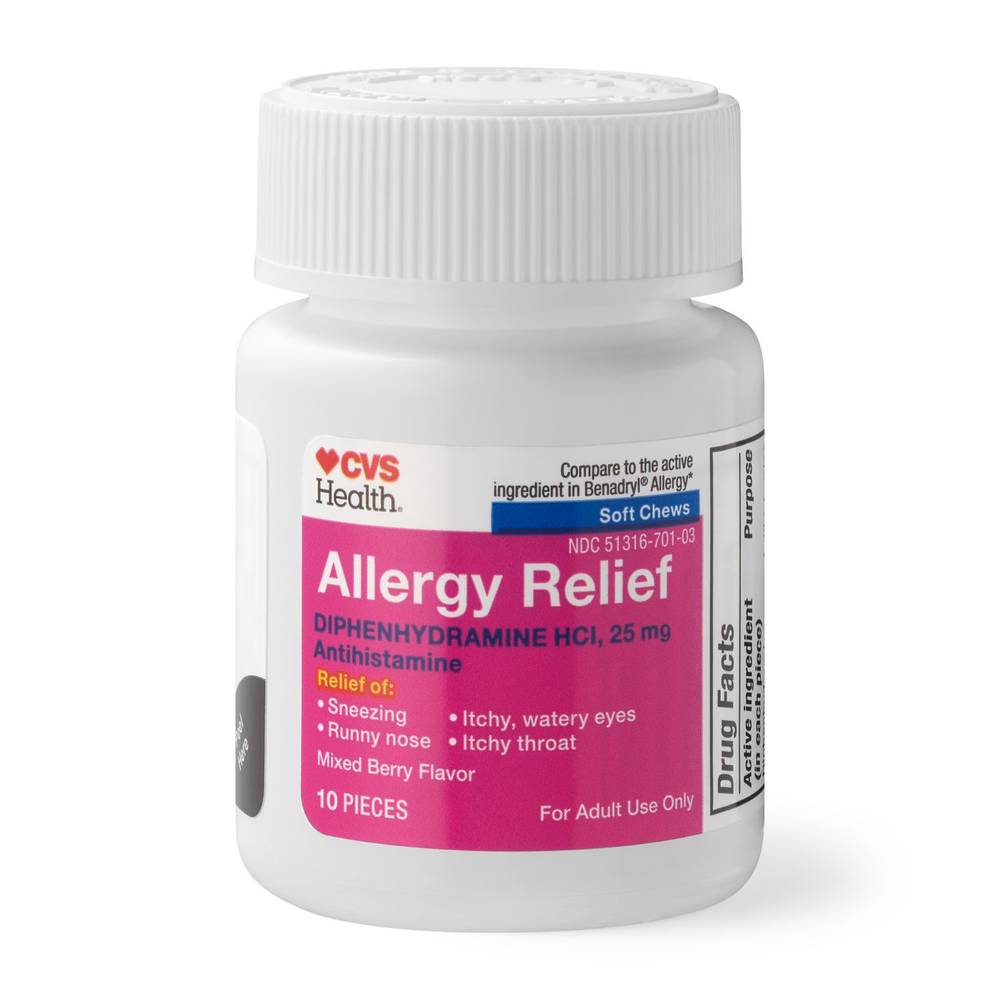 Cvs Health Allergy Relief Diphenhydramine Hcl Chewy Bite 25Mg, 10 Ct