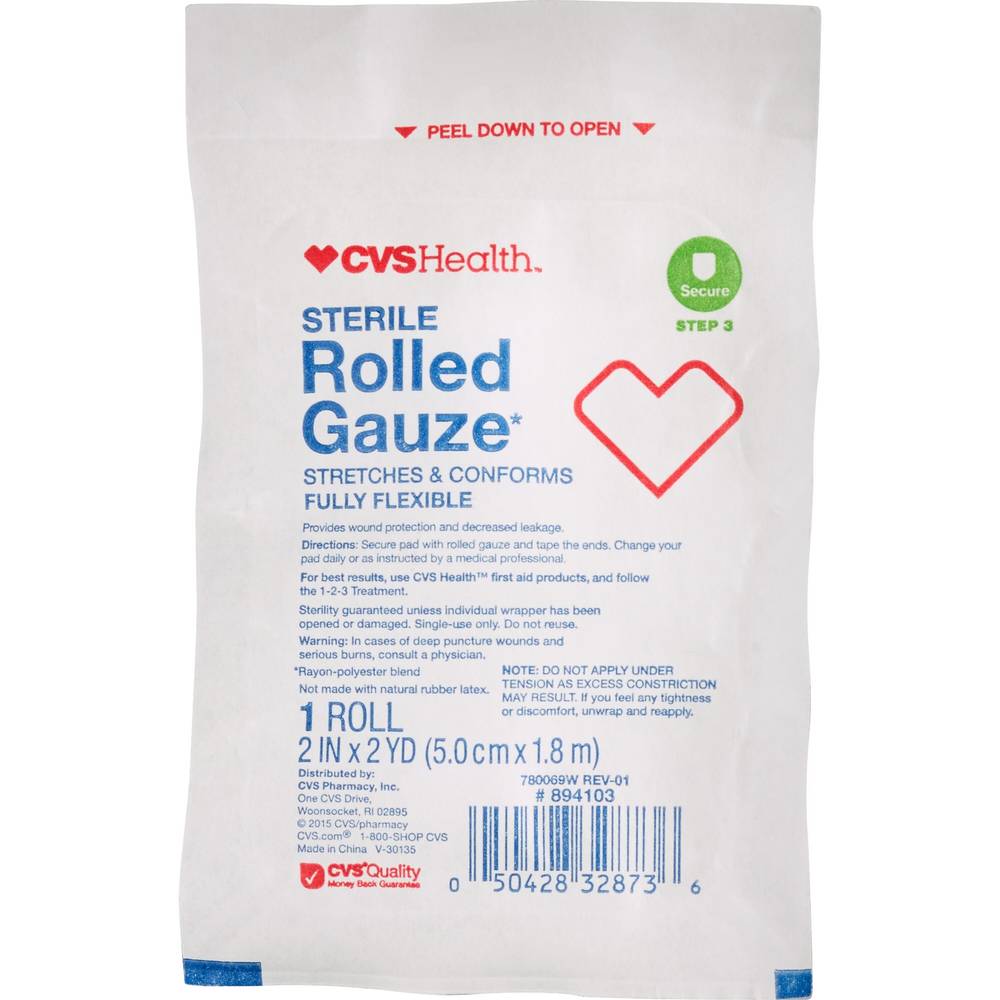 CVS Health Sterile Latex-Free Rolled Gauze, 2 IN x 2 YD, 1 CT
