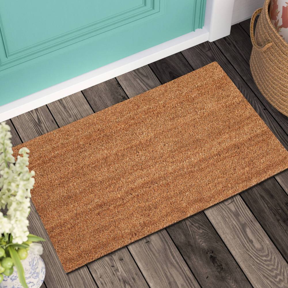 Style Selections 1-1/2-ft x 2-1/2-ft Natural Coir/Rubber Rectangular Indoor or Outdoor Decorative Door Mat | JJ-WG-COIRPLAIN