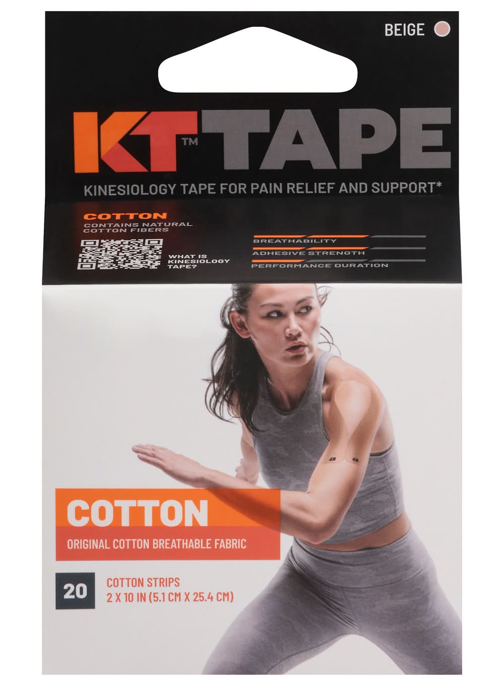KT Tape Elastic Sports Tape For Pain Relief & Support, 2 In * 10 In (4.8 oz, 20 ct)