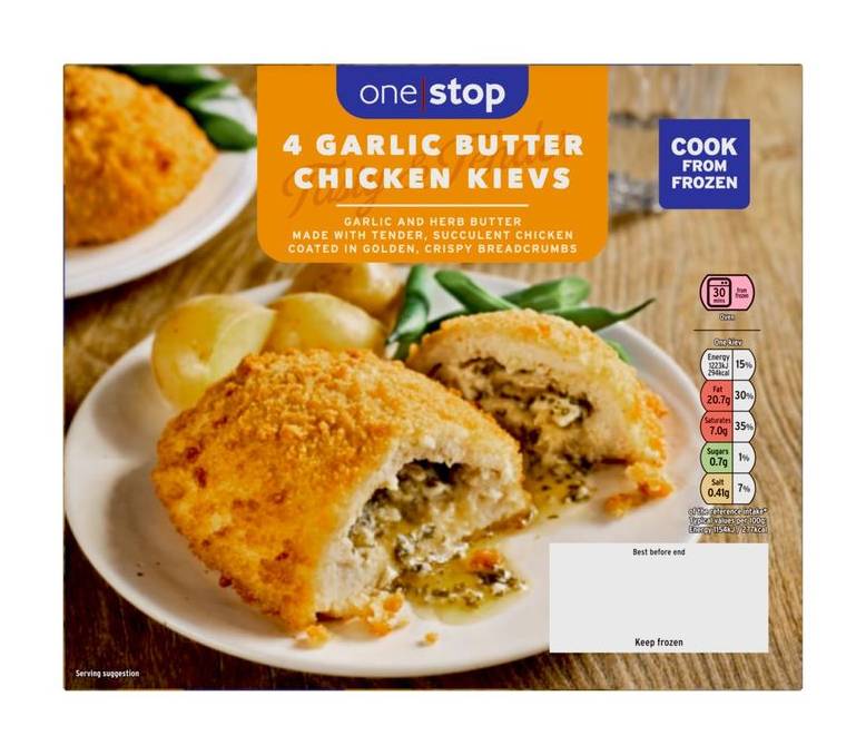 One Stop 4 Garlic Butter Chicken Kievs 500g (397432)