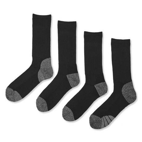 Lot de 4 paires de mi-chaussettes sport Athletic Works pour hommes (Couleur: Noir, Taille: 7-11)
