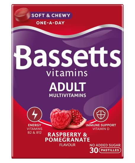 Bassetts Vitamins Raspberry & Pomegranate Flavour Soft & Chewies Adults Multivitamins (90g)
