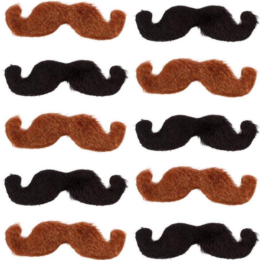 Black Brown Western Moustaches 10ct