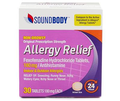 Sound Body Non-Drowsy Fexofenadine 180 mg Allergy Relief Tablets, 30-count