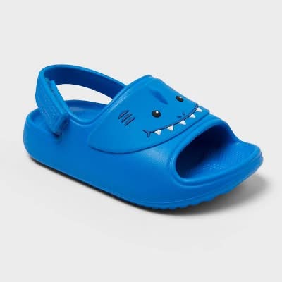 Toddler Baylor Character Slides - Cat & Jack™ Blue 11T: Cushioned Footbed, Adjustable Strap, Open Toe