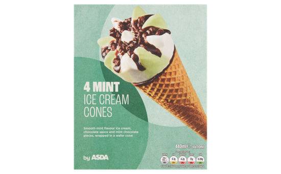 Asda Mint Ice Cream Cones 4 x 110ml (440ml)