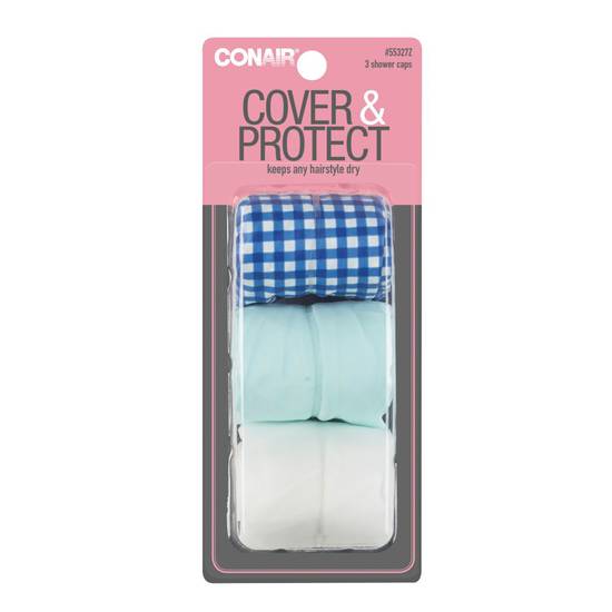 Conair Styling Essentials Shower Caps Durable & Lightweight (3 ct)