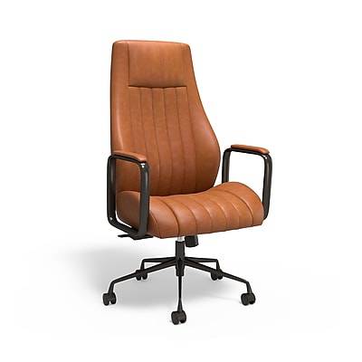 Union & Scale™ Industria 3-50L Ergonomic Bonded Leather Swivel Manager Chair, Brown (HLC-3932)