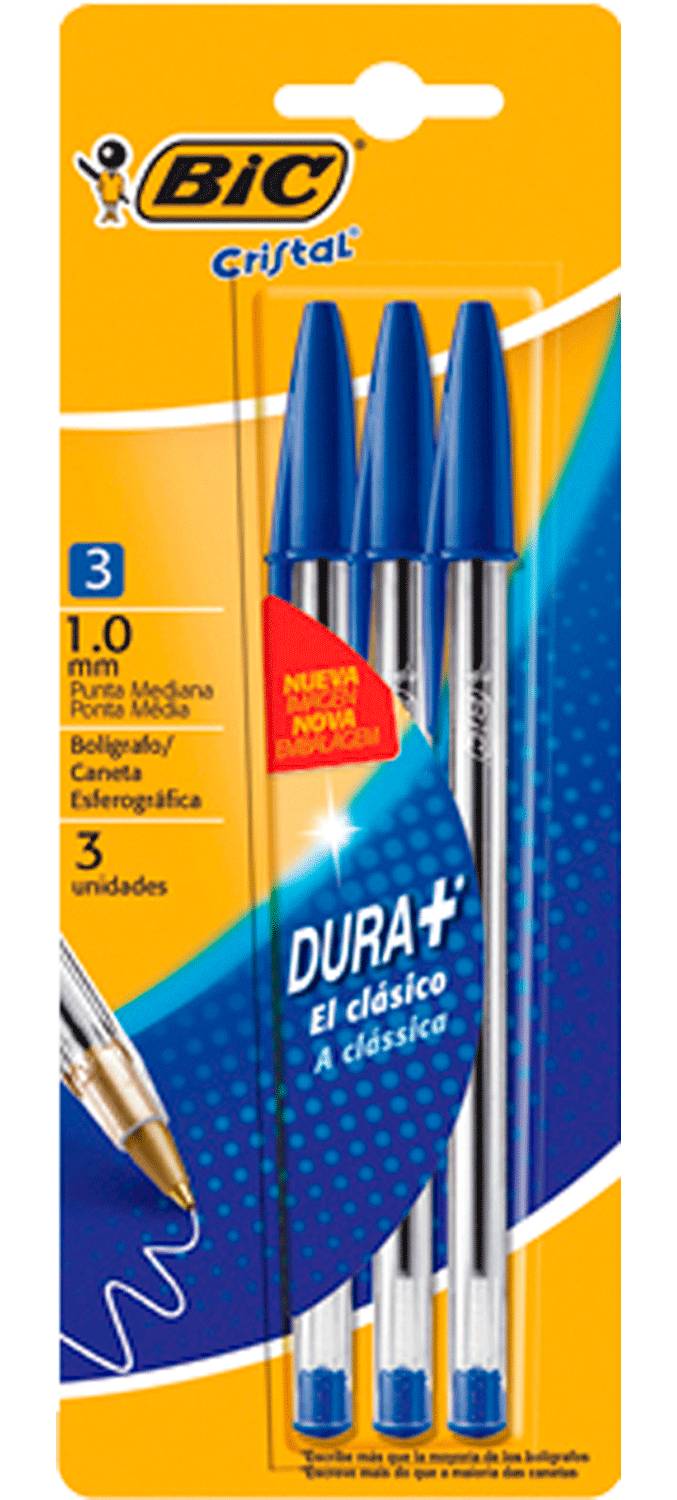 BiC · Bolígrafo cristal azul (3 un)