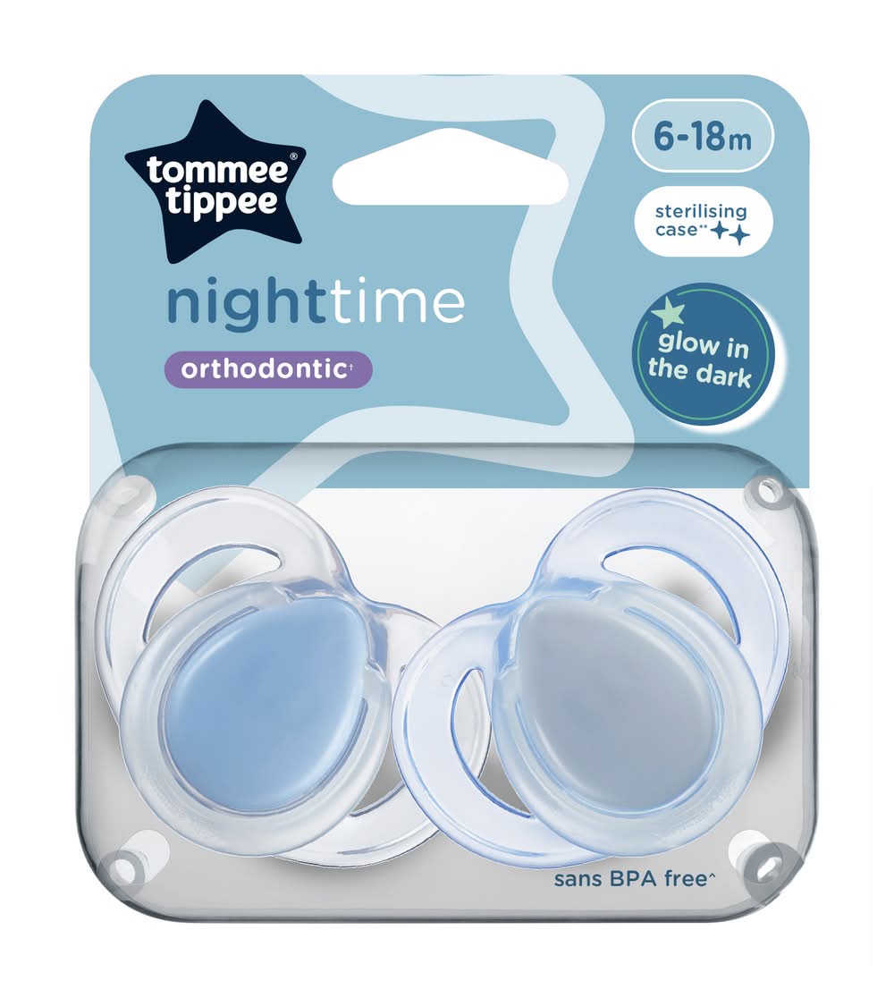 Tommee Tippee Night Time Orthodontic Soothers 6-18m (2 pack)