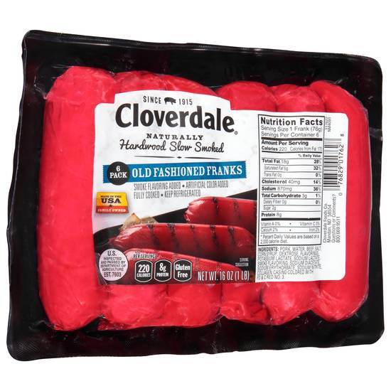 Cloverdale Naturally Handwood Slow Smoked Old Fashioned Franks (6 ct)