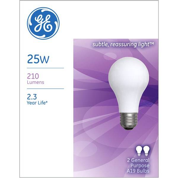 General Electric 25W Soft White Light A19 Bulbs