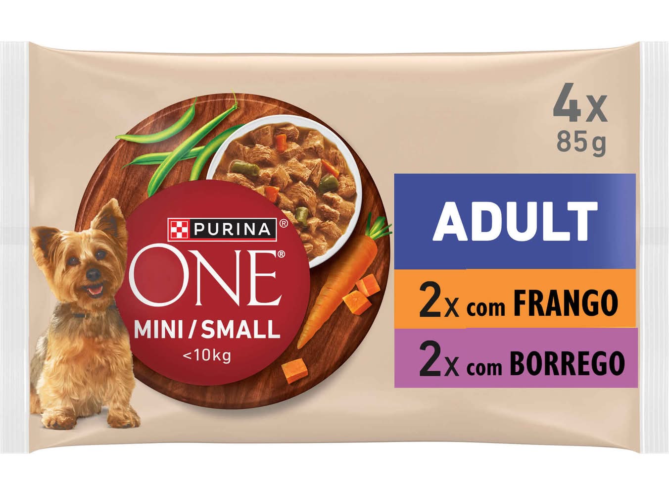 Comida Húmida para Cão Adulto Vaca Purina One Mini (emb. 4 x 85 gr)