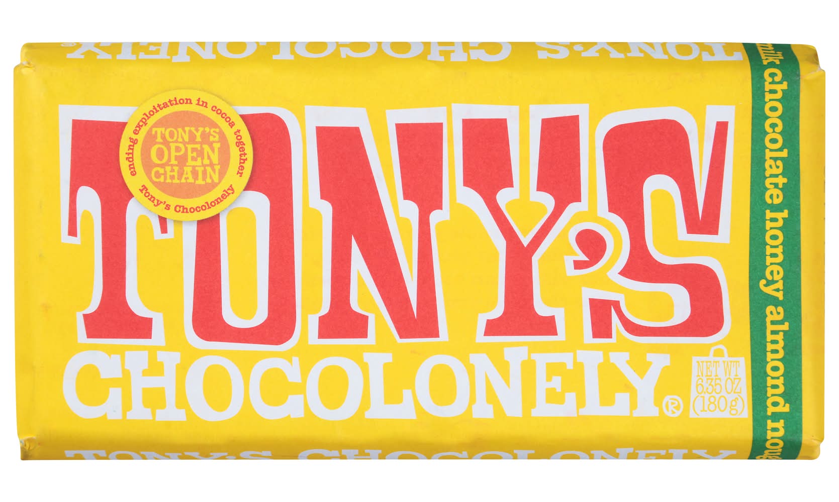 Tony's Chocolonely Honey & Almond Nougat Milk Chocolate Bar (6.3 oz)