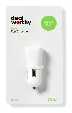 Dealworthy Single Port 20w Usb-C Car Charger, White