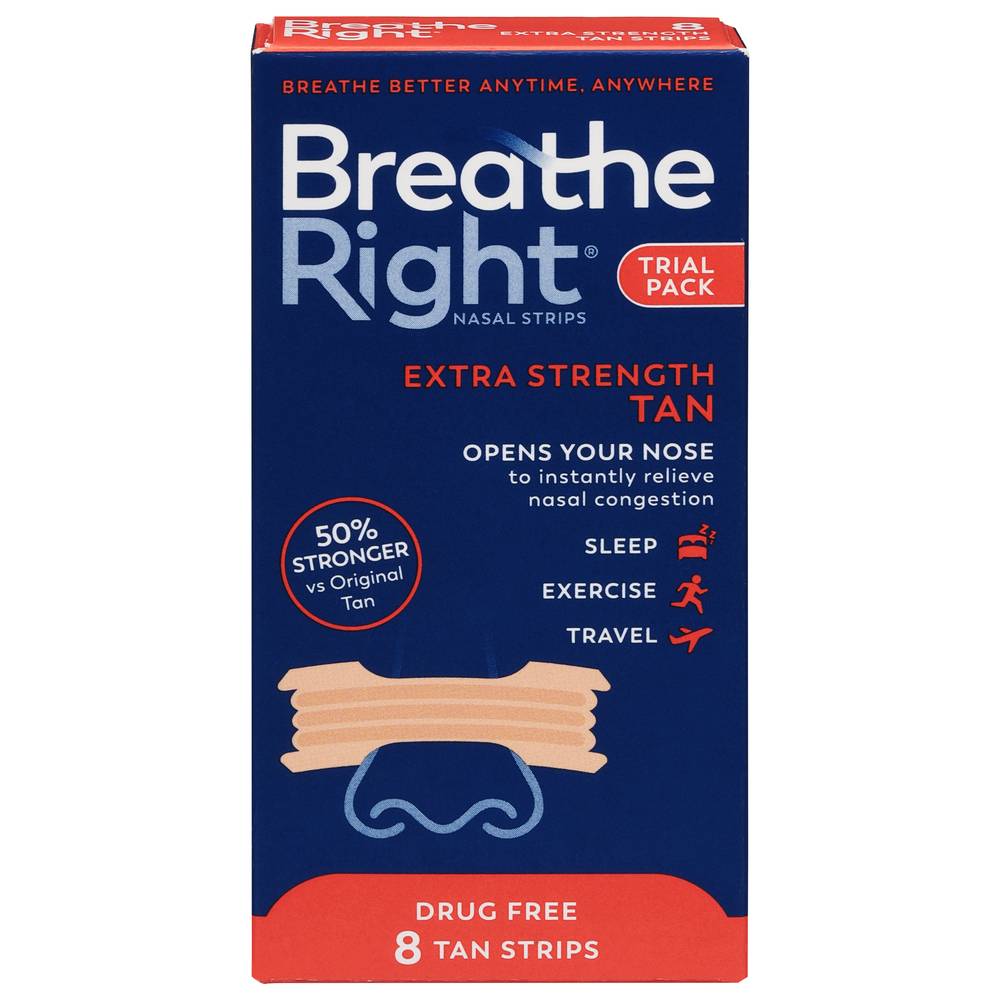 Breathe Right Extra Strength Tan Nasal Strips (8 ct)