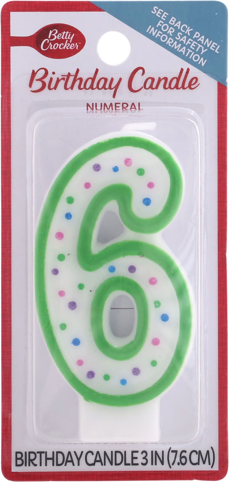 Betty Crocker Numeral 6 Birthday Candle