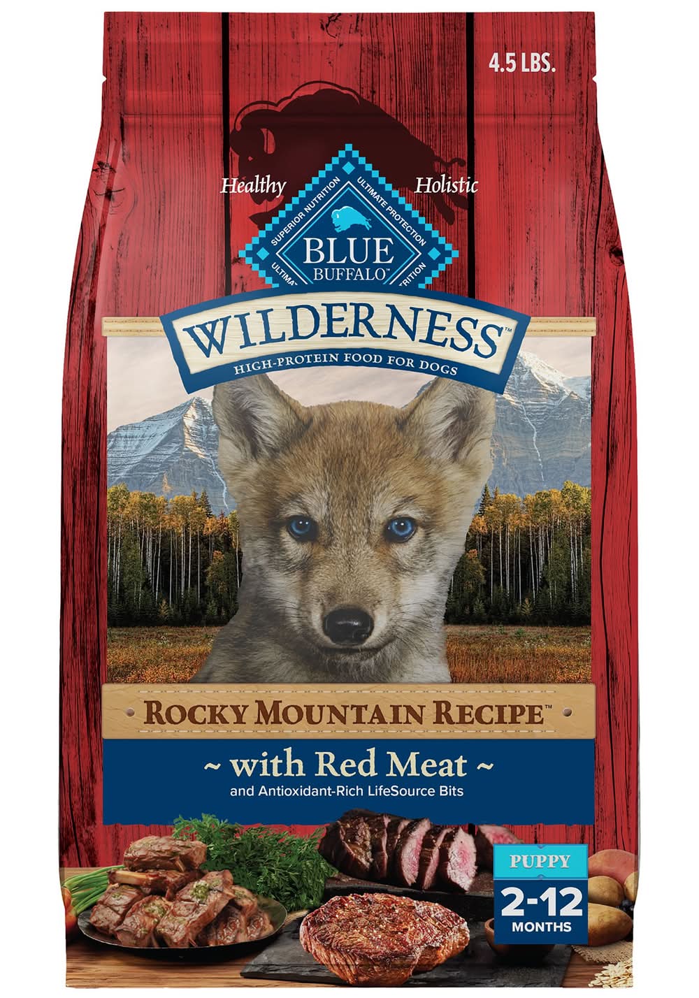 Blue Buffalo Wilderness Rocky Mountain Recipe High Protein, Red Meat Puppy Dry Dog Food (Flavor: Rocky Mountain Recipe, Size: 4.5 Lb)