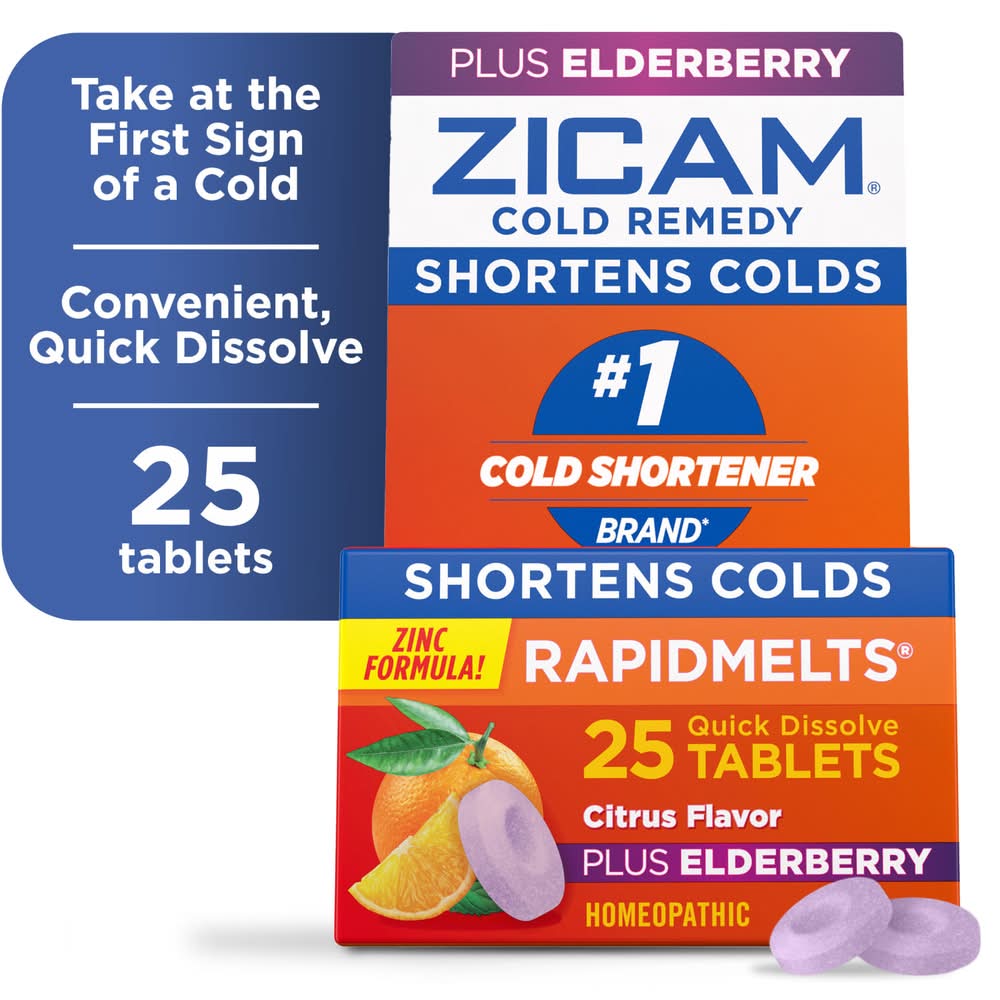 Zicam Rapidmelts Cold Remedy Quick Dissolve Tablets, Citrus-Elderberry (25 ct)