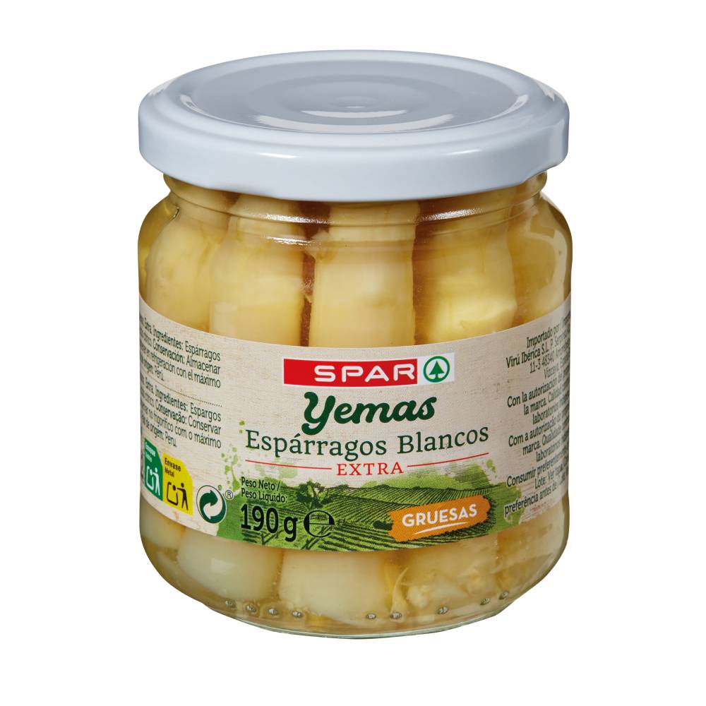 Yemas De Espárragos Spar Blancos 9/12 Tarro 212Gr