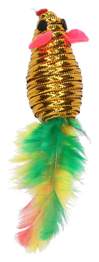 Rufus & Rosie Chrome Mouse Feather Cat Toy