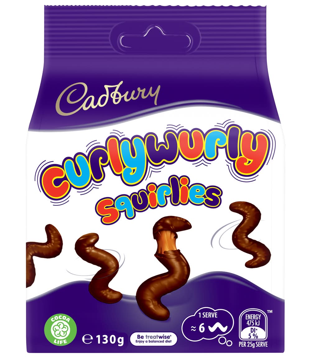Cadbury Curly Wurly Squirlies Chocolate Bites, Caramel (130g)