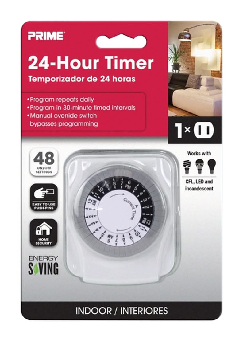 Prime Indoor Mechanical Timer 125 V White