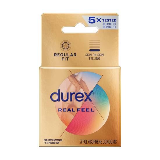 Durex Avanti Bare Real Feel Lubricated Non-Latex Condoms, 3 CT