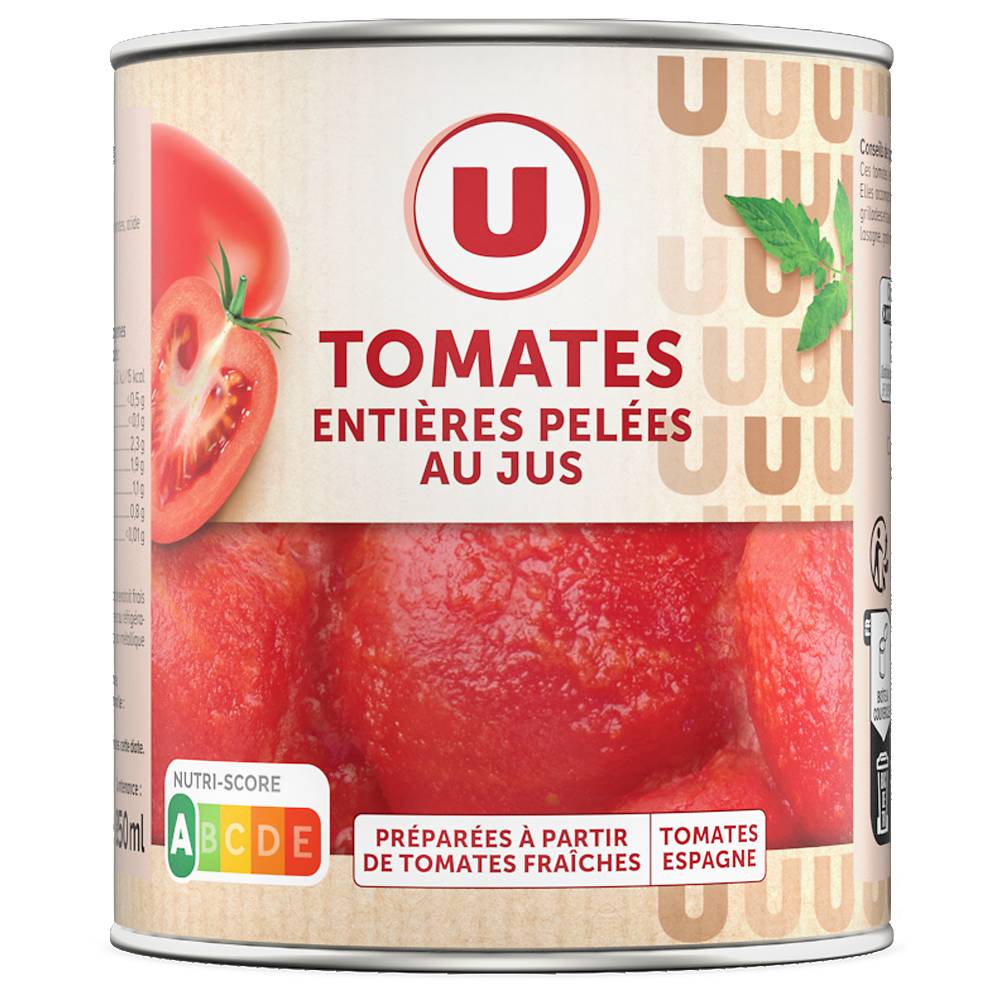 U - Tomates entières pelées au jus